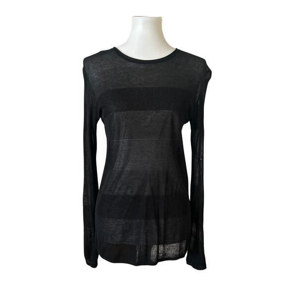 Alexander Wang T Sheer Black Knit Top – Relaxed Fit Long Sleeve, XS - Picture 1 of 7